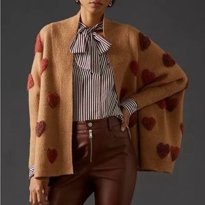 NWT Anthropologie Heart Cardigan Cape